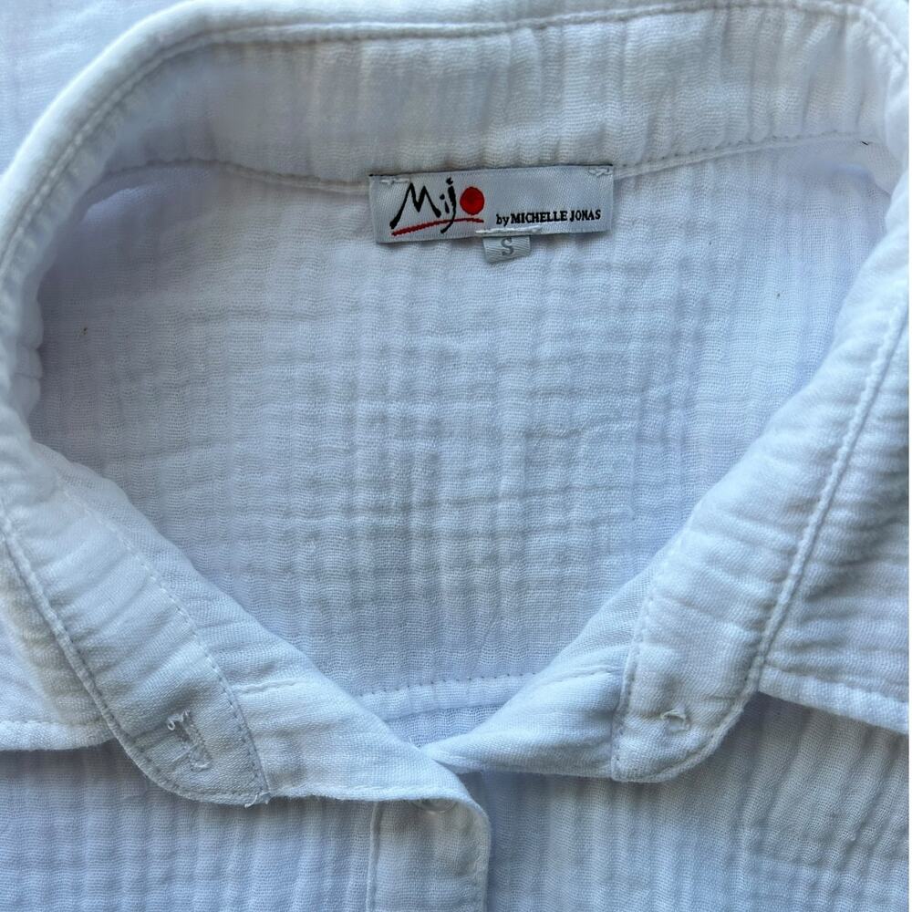 Mijo by Michelle Jonas White Gauze Cotton Button-Down Midi Dress Size S - Picture 6 of 6